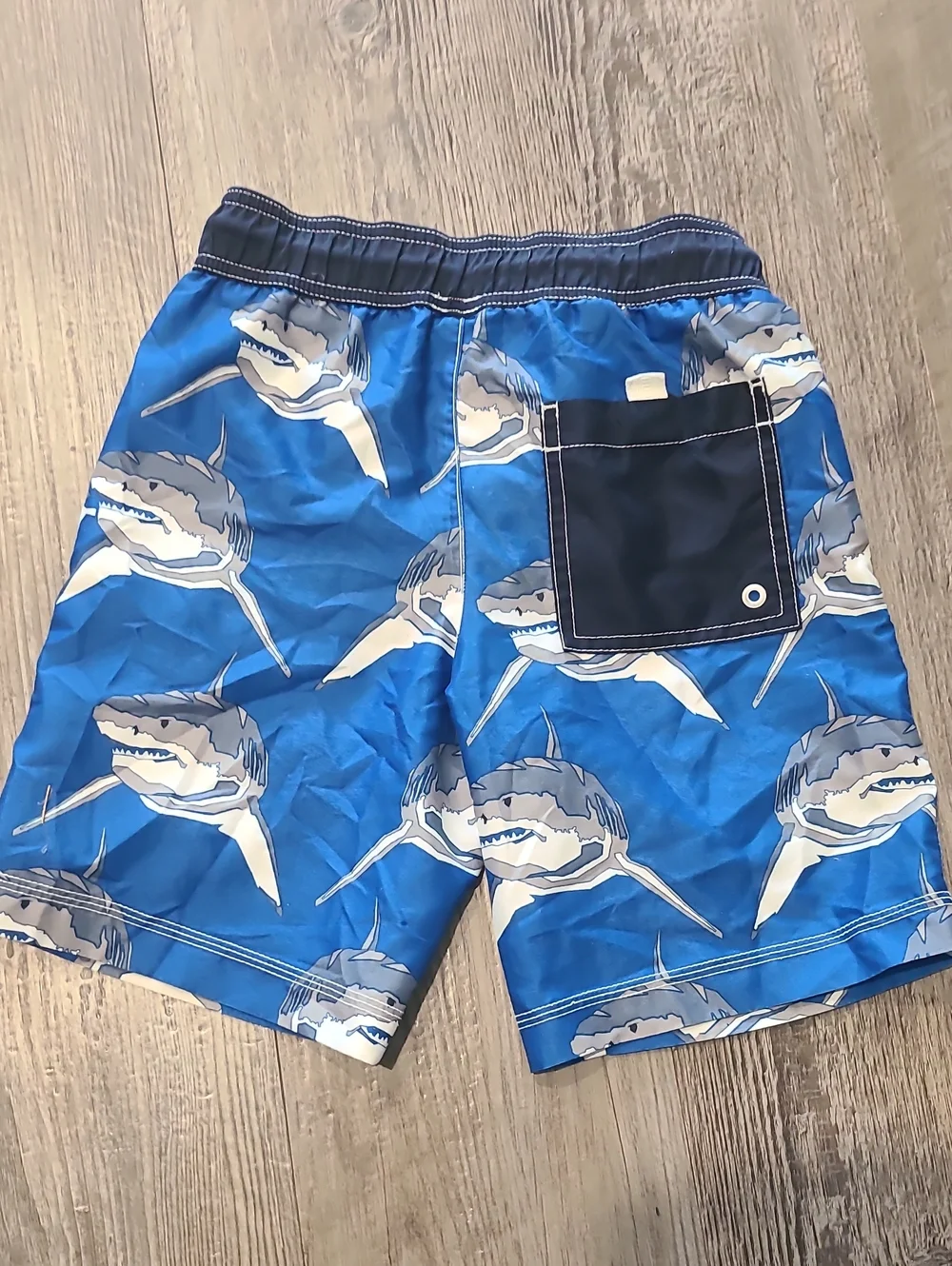 Gymboree Grest White Shark Print Swim Trunks Size Medium 7/8